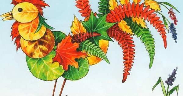 Попугай из листьев