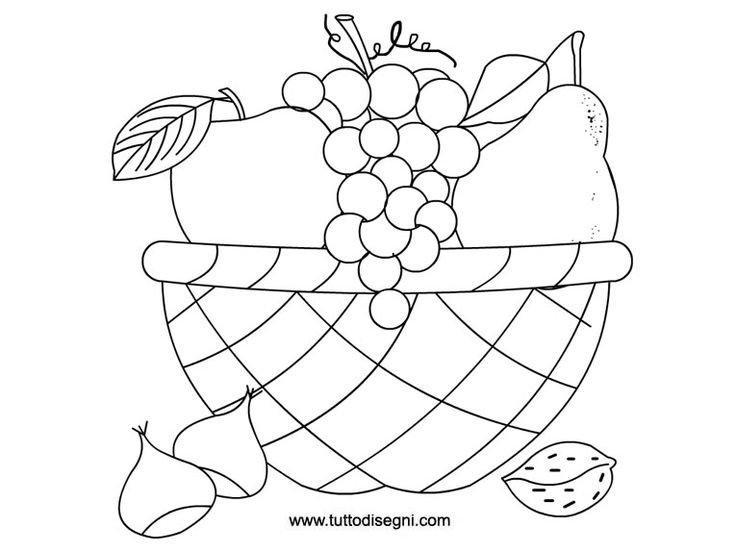 Раскраска фрукты овощи. Овощи в корзине