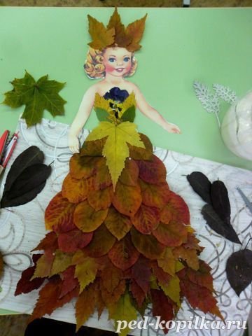 Поделка девушка осень из листьев