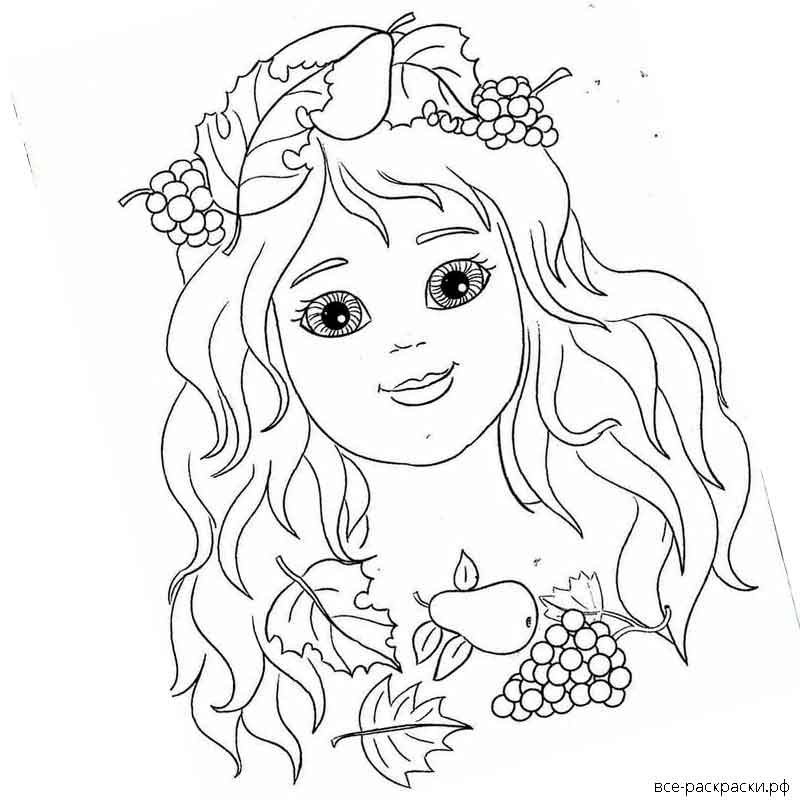 Раскраска девушка осень