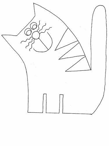 Аппликация кошка из ткани