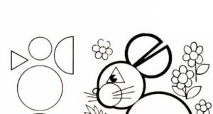 Аппликация из геометрических фигур зайчик