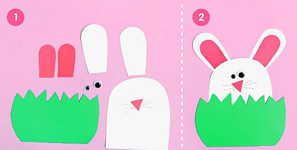 Зайчик аппликация для малышей