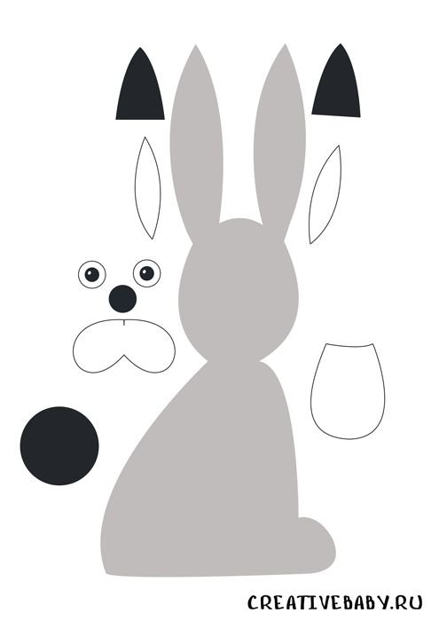 Аппликация заяц из бумаги