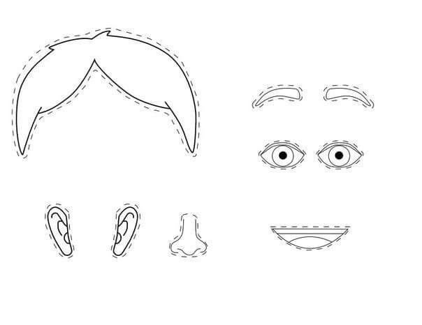 Части лица для вырезания для детей