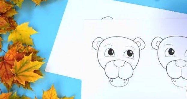 Морда Льва для аппликации из листьев