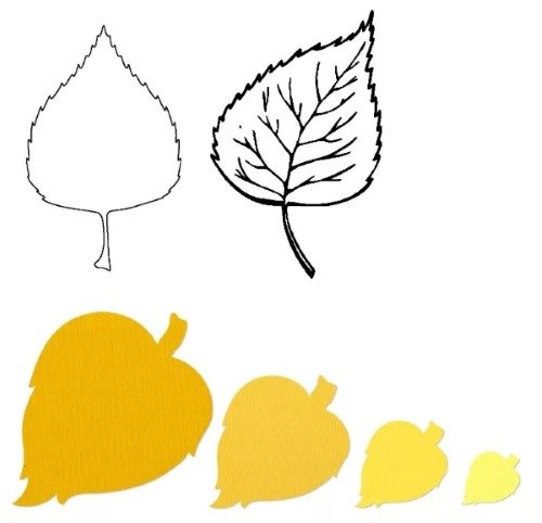 Лист березы трафарет