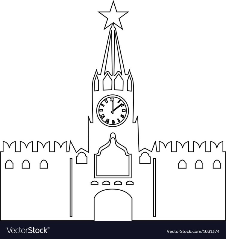 Спасская башня Московского Кремля раскраска