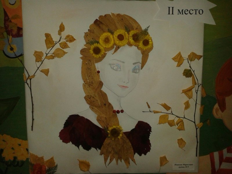 Поделка из листьев красавица осень