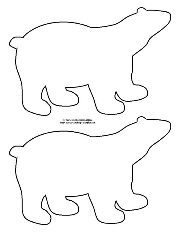 Трафарет белого медведя для аппликации