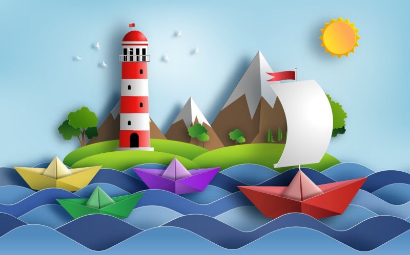 Аппликация море с маяком