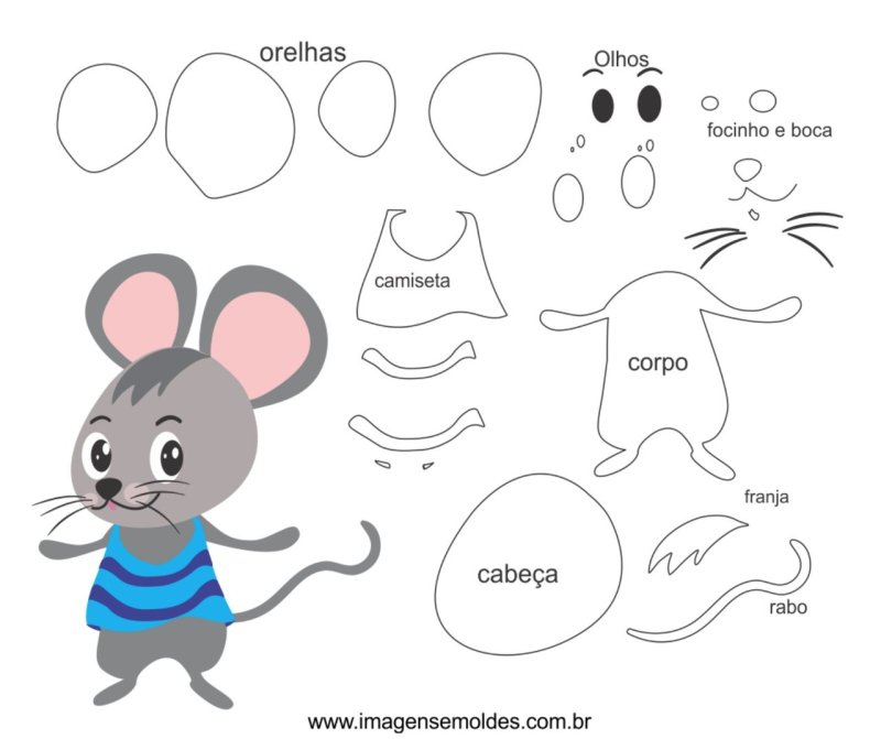 Мышка из фетра выкройка