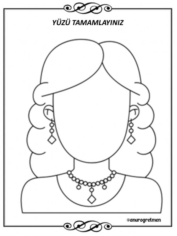 Шаблон портрета мамы для детей