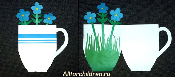 Аппликация чашка с цветами