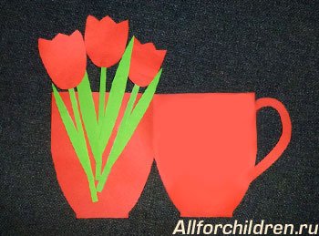 Открытка Кружка с тюльпанами