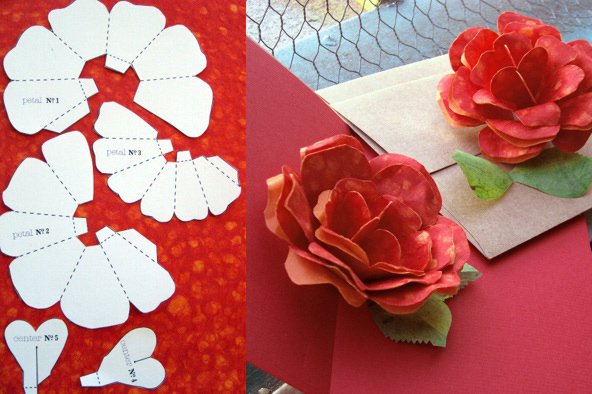 Объёмные цветы из бумаги для открытки