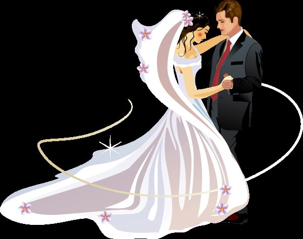 Жених и невеста на белом фоне