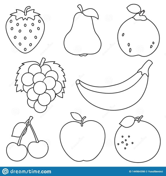 Раскраска для малышей фрукты и овощи