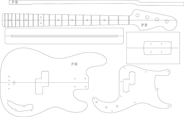 Fender Precision Bass чертежи