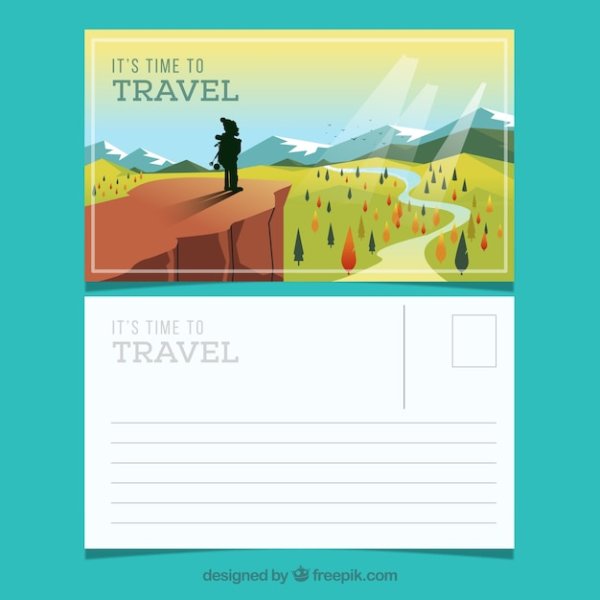 Шаблон открытки путешествия