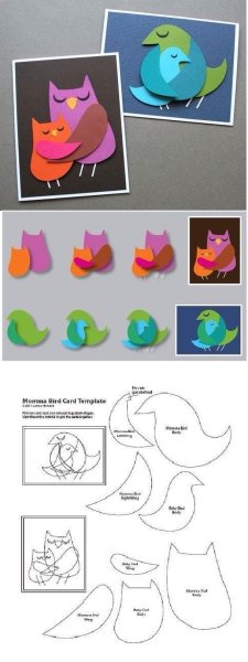 Аппликация Совушки на день матери