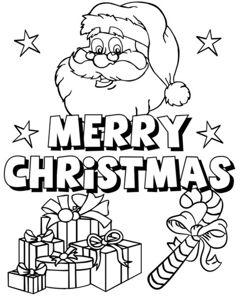 Открытка Merry Christmas раскраска для детей