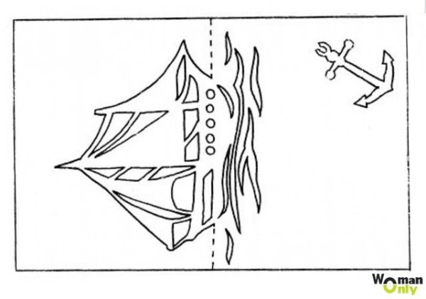 Открытка корабль трафарет