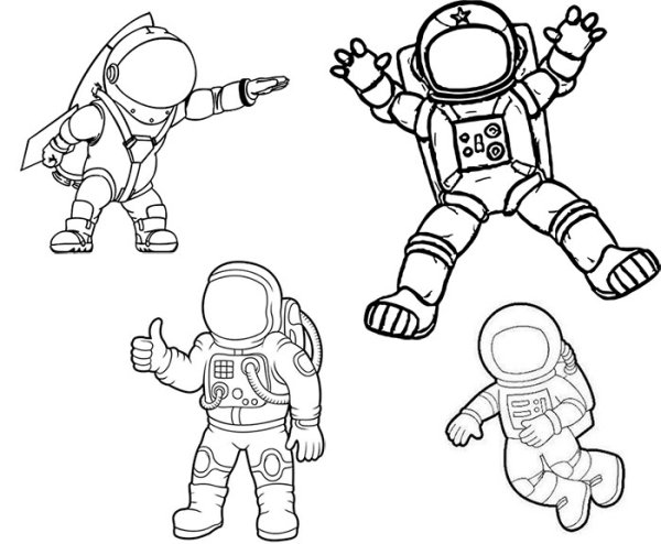 Космонавт раскраска для малышей