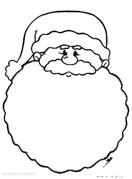 Трафарет головы Деда Мороза для вырезания