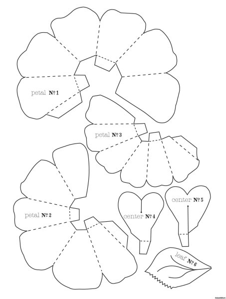 Трафарет для объемных цветов из бумаги