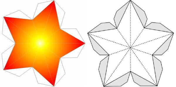 Пятиконечная объемная звезда из бумаги схема