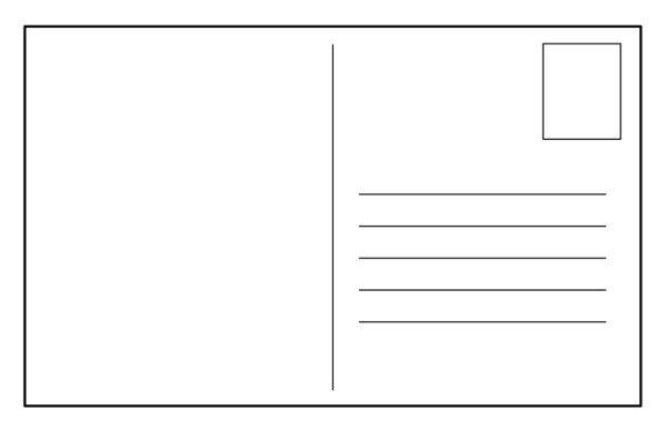 Почтовая открытка сзади шаблон