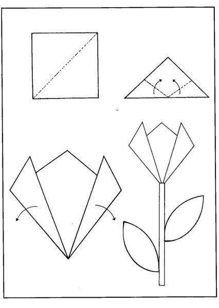 Конструирование тюльпан оригами старшая группа