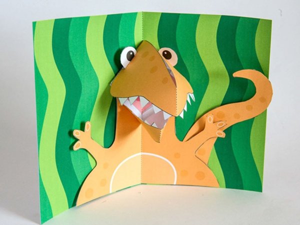 Объемная открытка динозавры