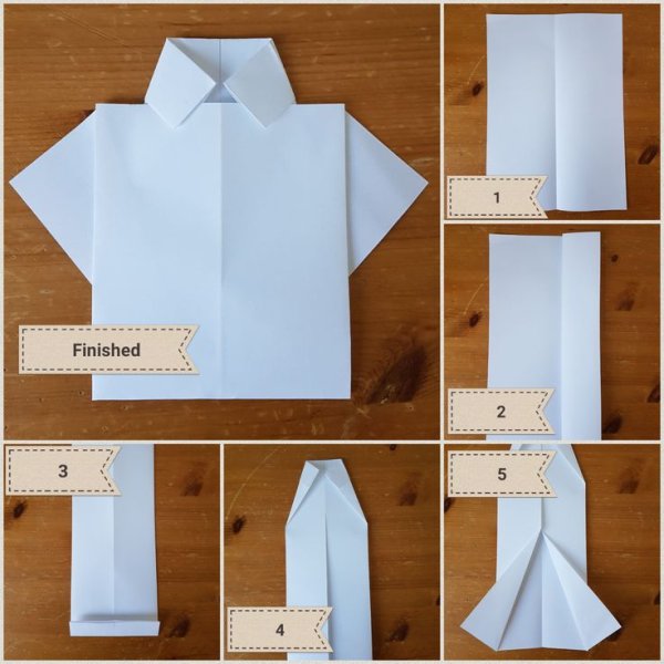Рубашка оригами подарок папе на 23 февраля своими руками-