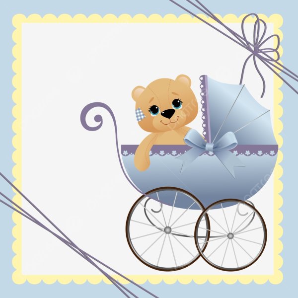 Рисунок открытка коляска для новорожденной