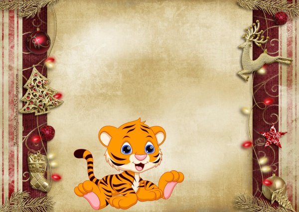 Рамка с тигренком Новогодняя