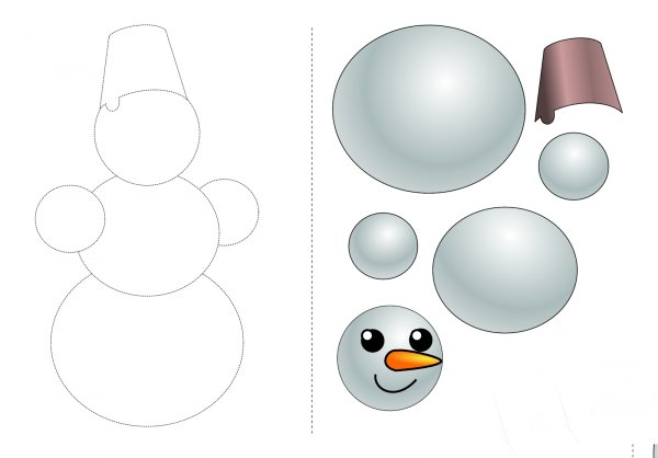 Снеговик аппликация для детей