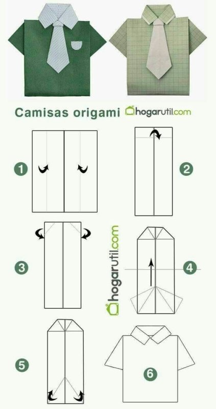 Как сложить из бумаги рубашку с галстуком схема пошагово