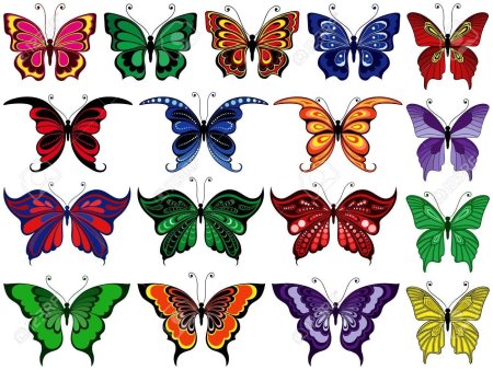Бабочки двухсторонние цветные