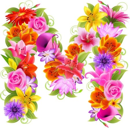 Буквы с цветами цветные