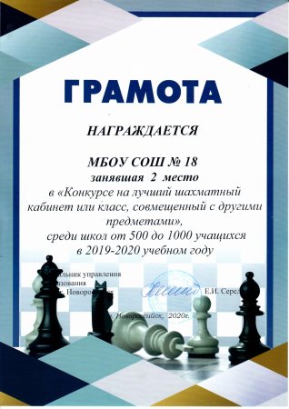 Грамота шахматный турнир для участников