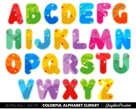 Красивые буквы английские цветные