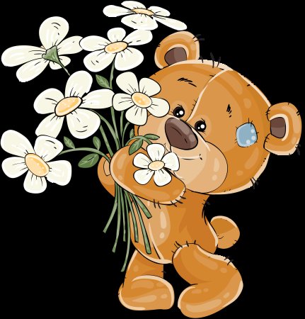 Медвежонка с цветами