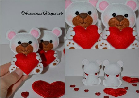 Мишка с сердечком валентинка