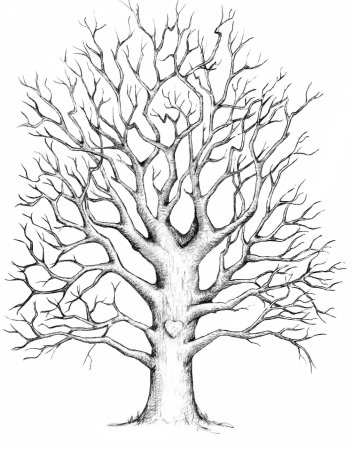 Дерево дуб без листьев