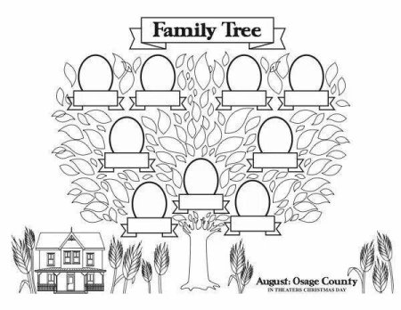 Дерево семьи черно белый контуры