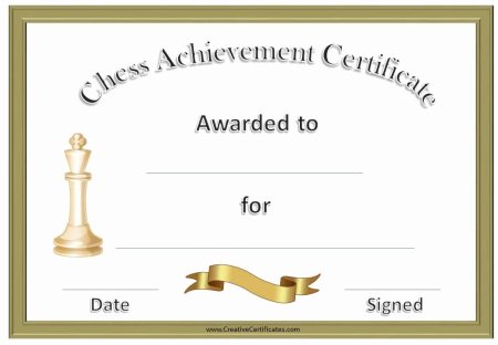 Сертификат шахматного турнира