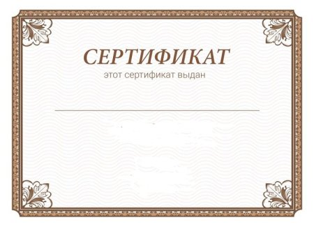 Сертификат за участие пустые