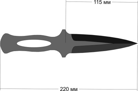 Метательный нож в натуральную величину